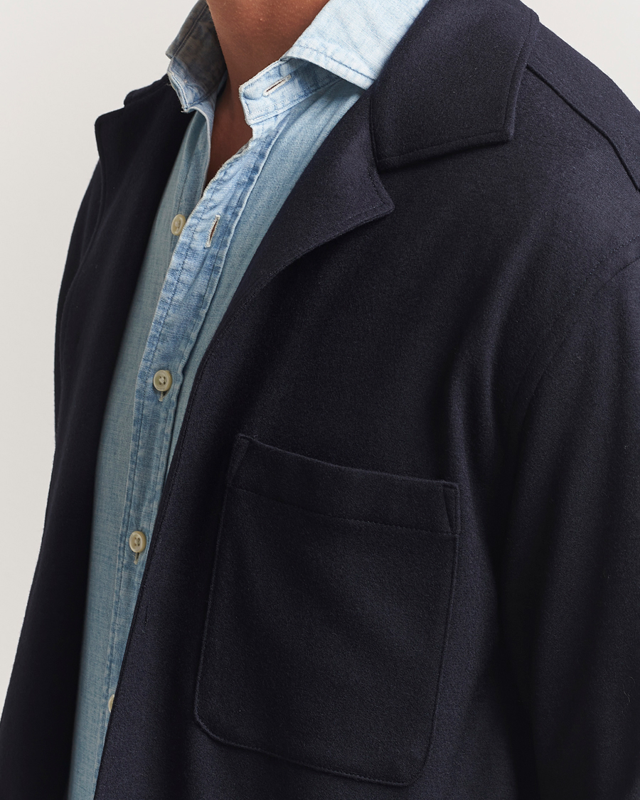 Men | Coats & Jackets | Canali | Wool Shirt Jacket Navy