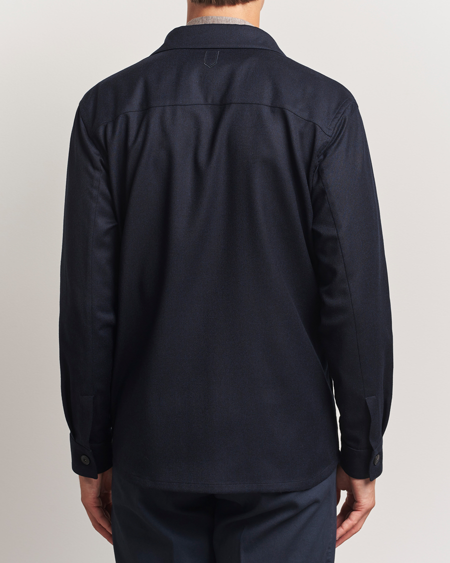 Men | Shirts | Canali | Flannel Overshirts Navy