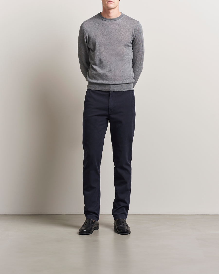 Men | Sweaters & Knitwear | Canali | Merino Wool Crew Neck Light Grey