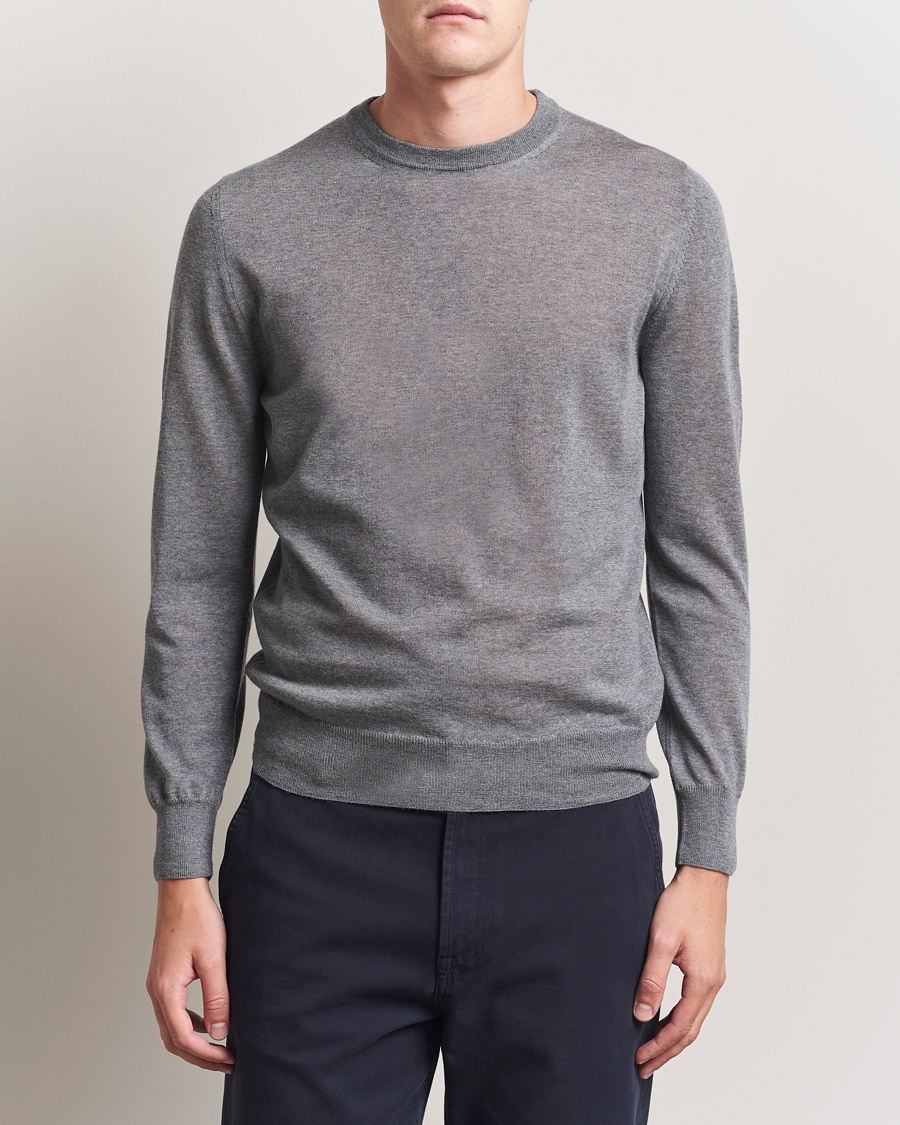 Men | Sweaters & Knitwear | Canali | Merino Wool Crew Neck Light Grey