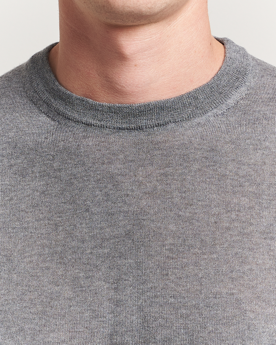 Men | Sweaters & Knitwear | Canali | Merino Wool Crew Neck Light Grey