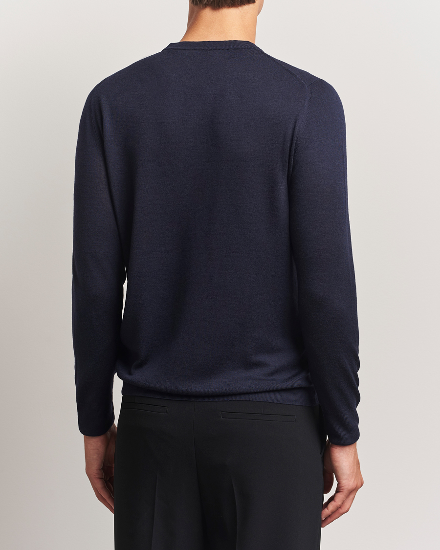 Men | Sweaters & Knitwear | Canali | Merino Wool Crew Neck Navy