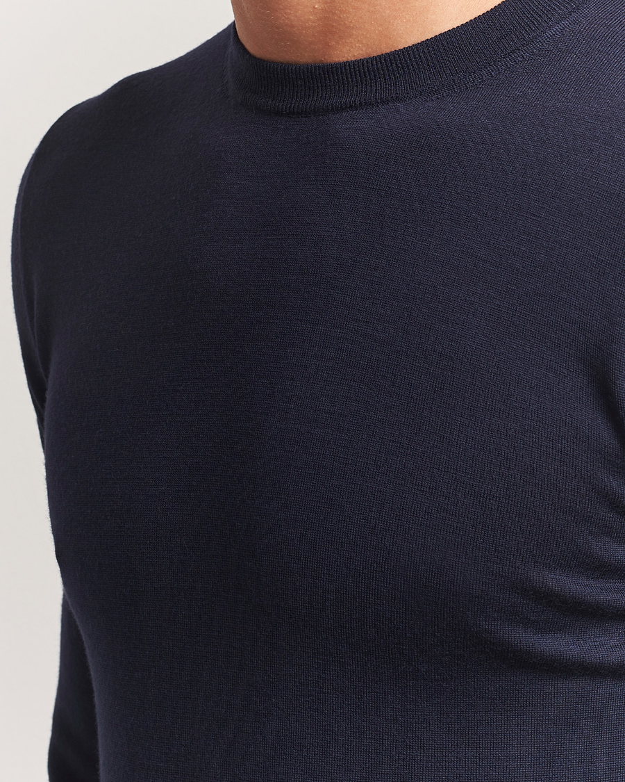 Men | Sweaters & Knitwear | Canali | Merino Wool Crew Neck Navy