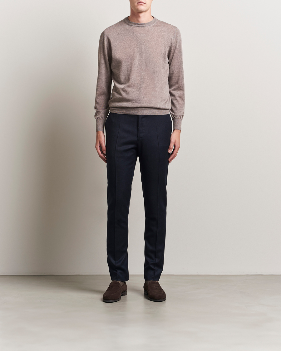 Men | Sweaters & Knitwear | Canali | Merino Wool Crew Neck Beige