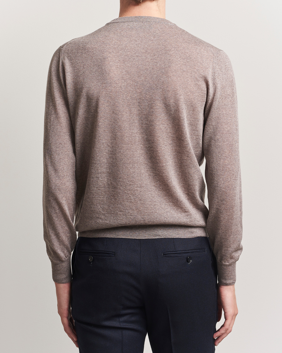 Men | Sweaters & Knitwear | Canali | Merino Wool Crew Neck Beige