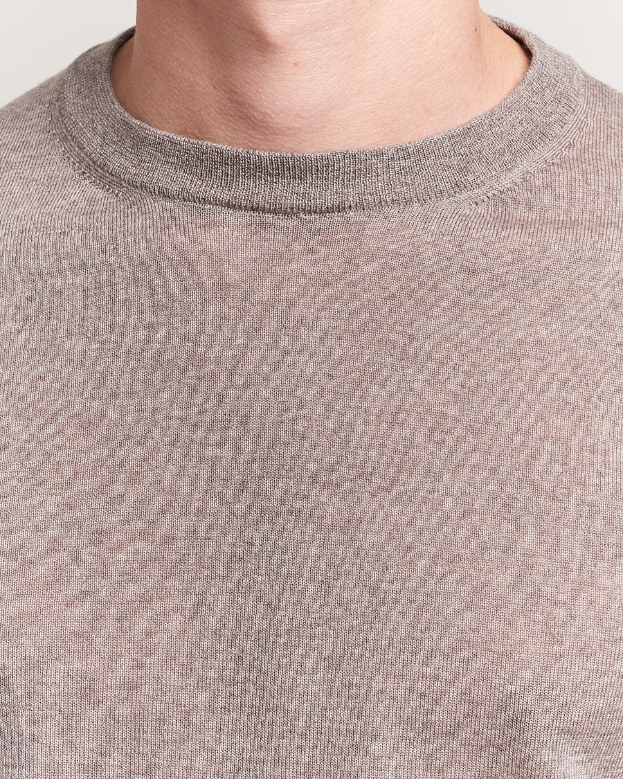 Men | Sweaters & Knitwear | Canali | Merino Wool Crew Neck Beige