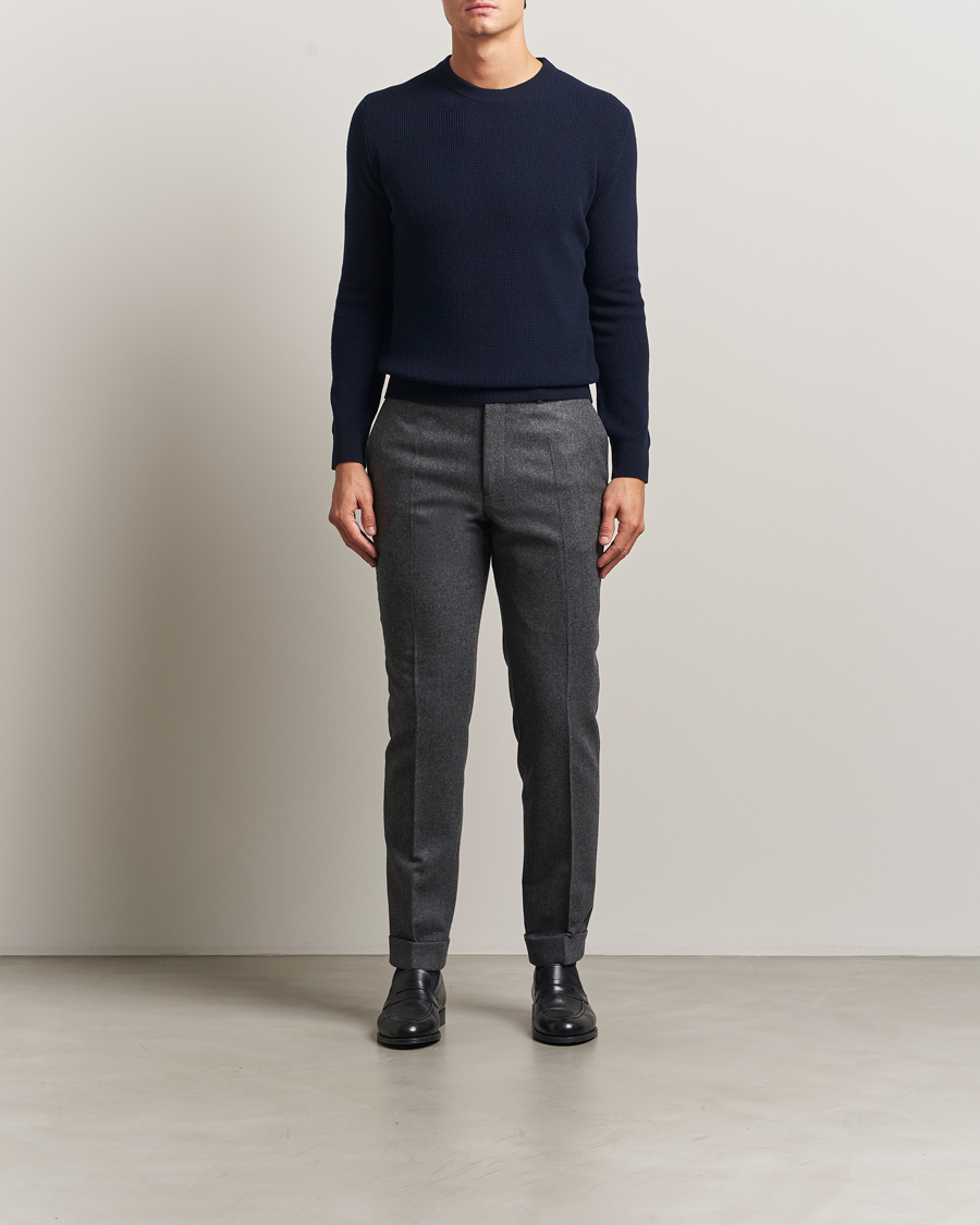 Men | Sweaters & Knitwear | Canali | Wool/Cashmere Crew Neck Navy