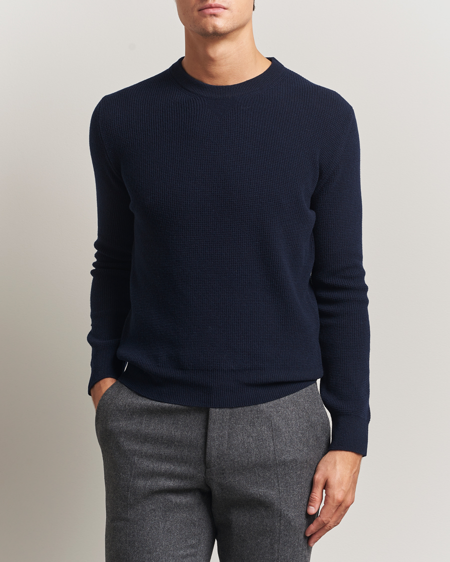 Men | Sweaters & Knitwear | Canali | Wool/Cashmere Crew Neck Navy