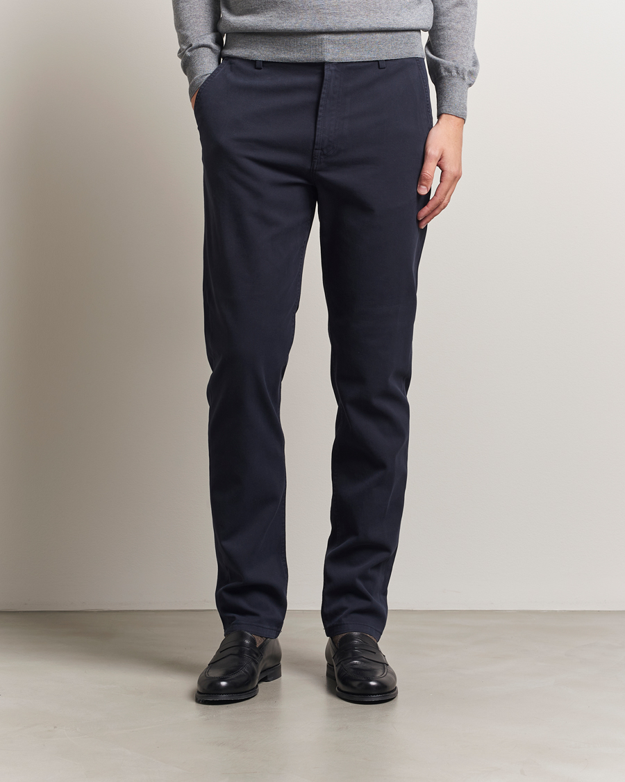 Men | Trousers | Canali | Cotton Twill Chinos Navy