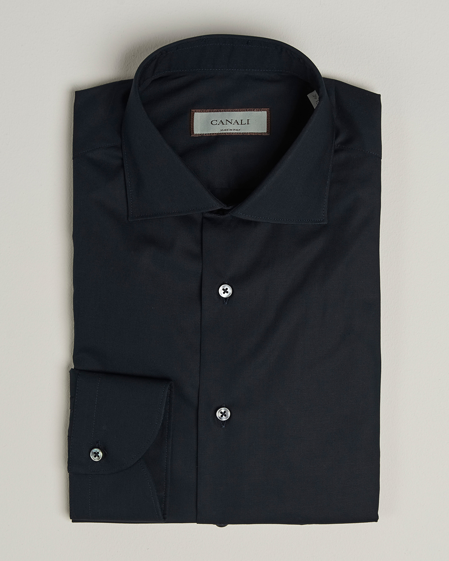 Men | Shirts | Canali | Slim Fit Cotton/Stretch Shirt Navy