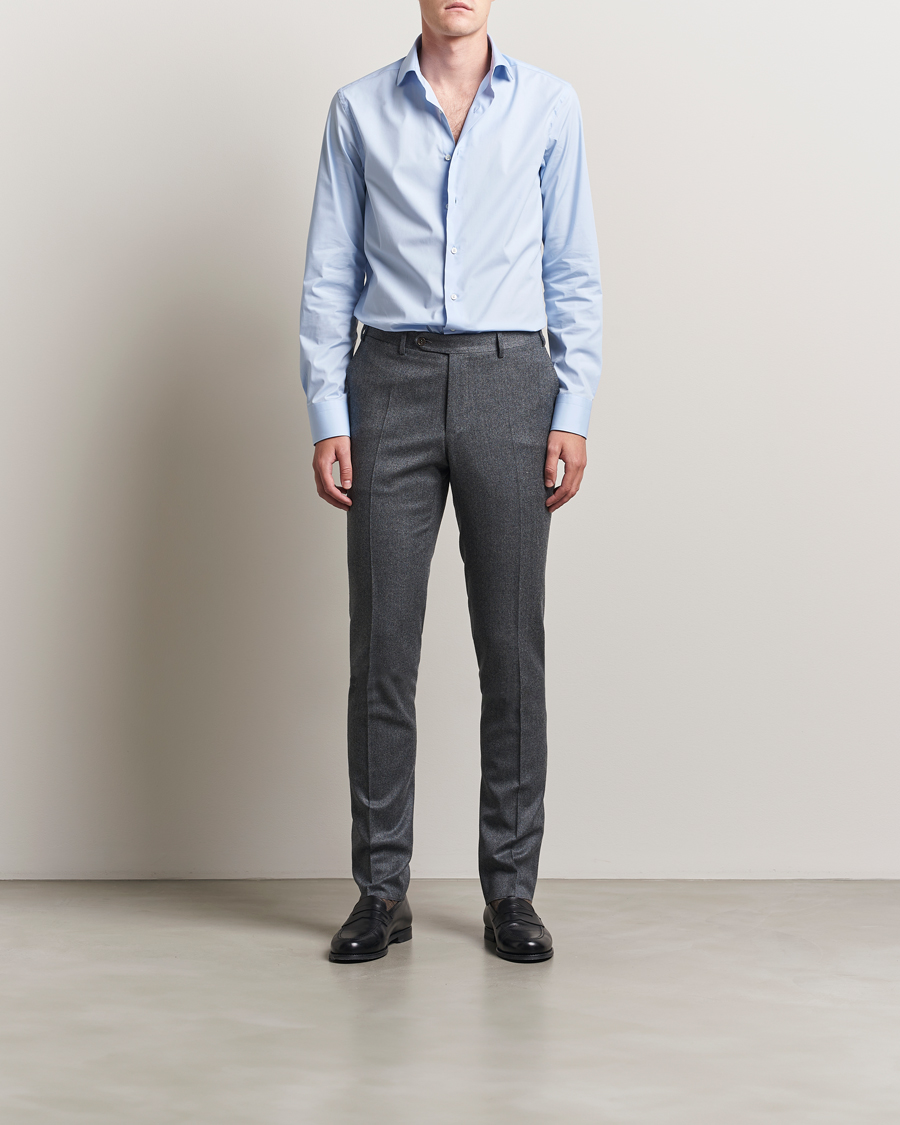 Men | Shirts | Canali | Slim Fit Cotton/Stretch Shirt Light Blue
