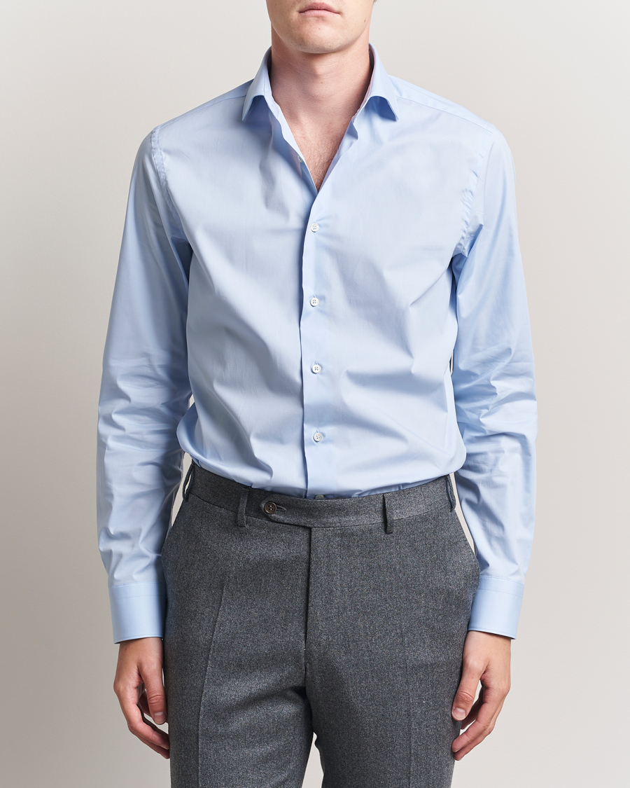 Men | Shirts | Canali | Slim Fit Cotton/Stretch Shirt Light Blue