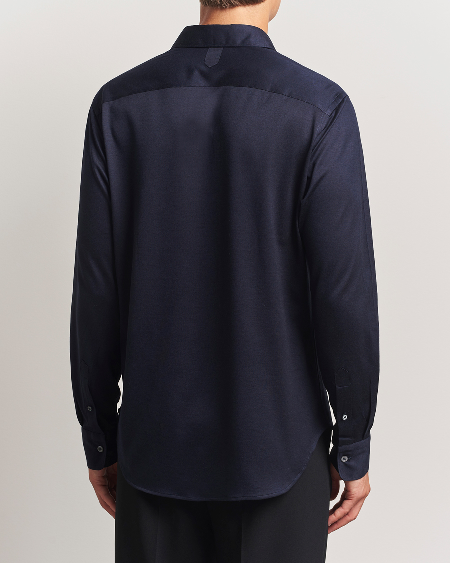 Men | Shirts | Canali | Jersey Piquet Shirt Navy