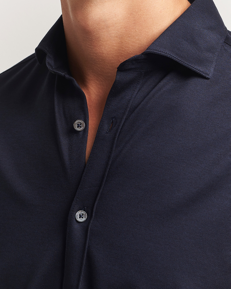 Men | Shirts | Canali | Jersey Piquet Shirt Navy