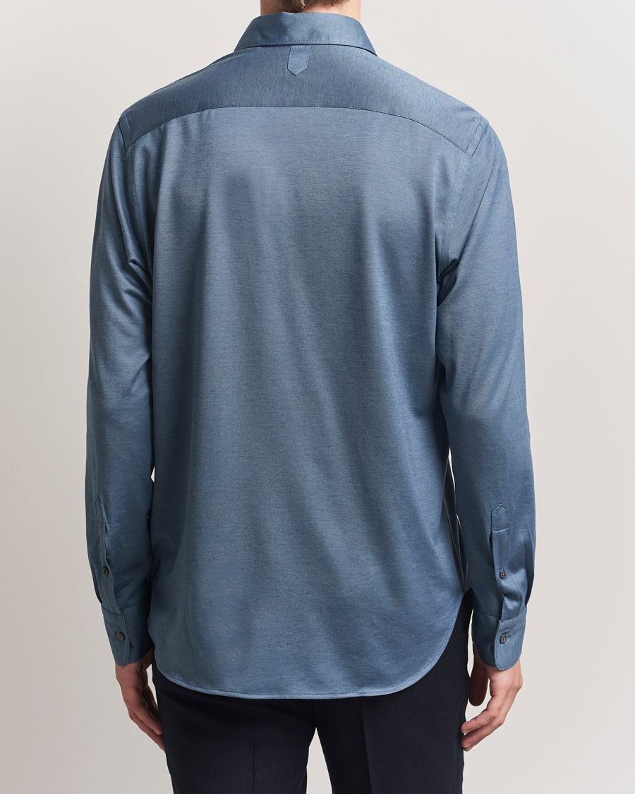 Men | Shirts | Canali | Jersey Piquet Shirt Blue