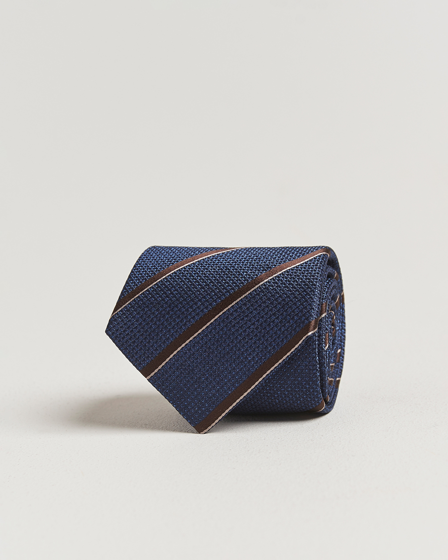 Men | Ties | Canali | Regimental Stripe Silk Tie Navy/Brown