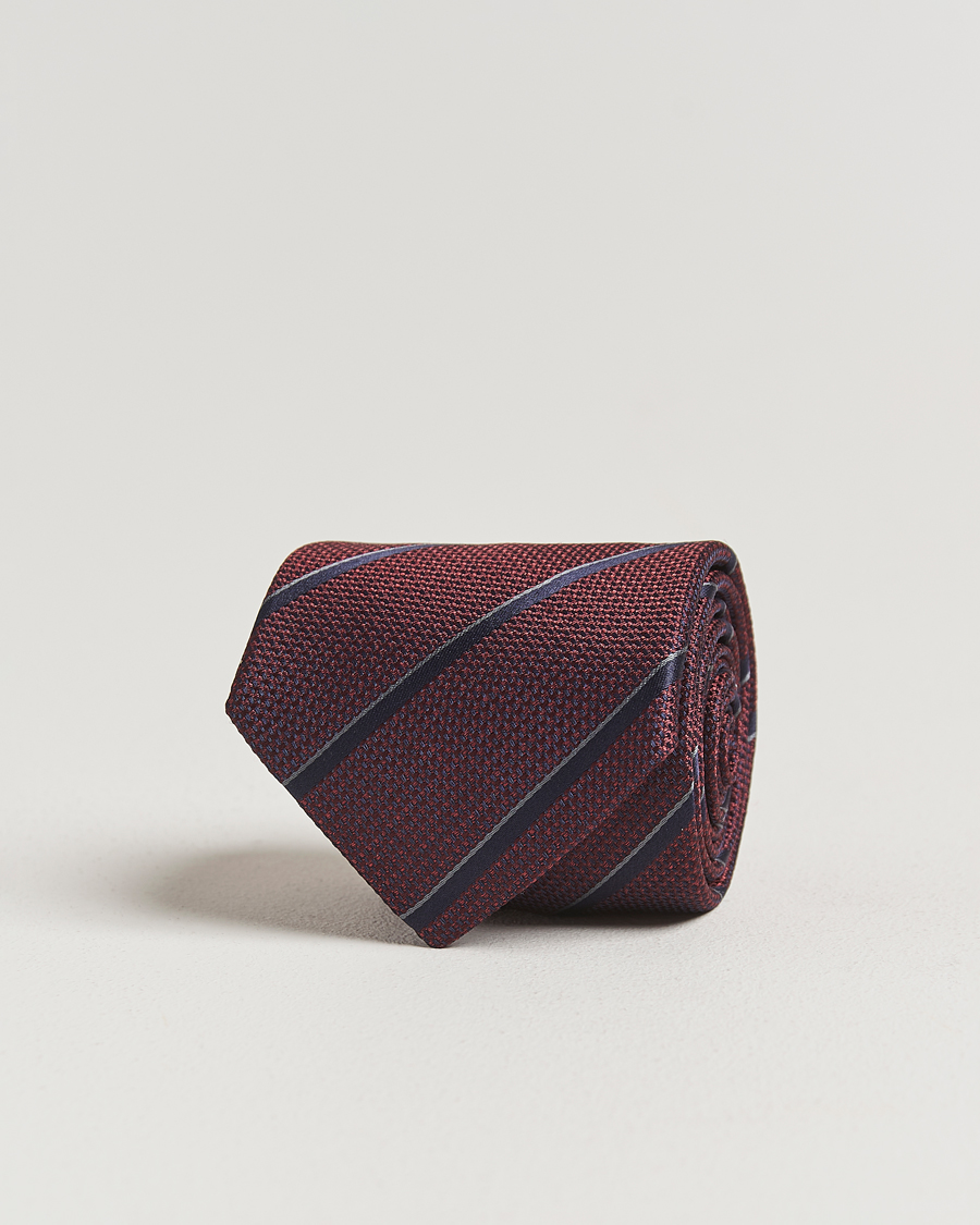 Men | Ties | Canali | Regimental Stripe Silk Tie Burgundy/Navy