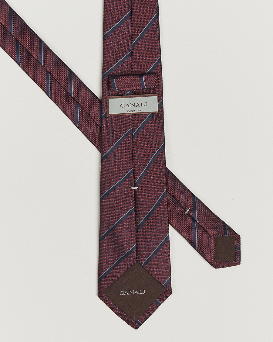 Men | Ties | Canali | Regimental Stripe Silk Tie Burgundy/Navy
