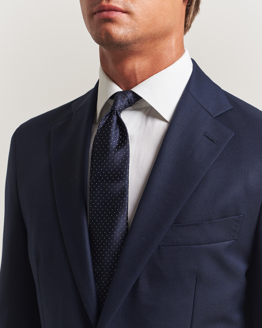 Men | Ties | Canali | Micro Dot Silk Tie Navy
