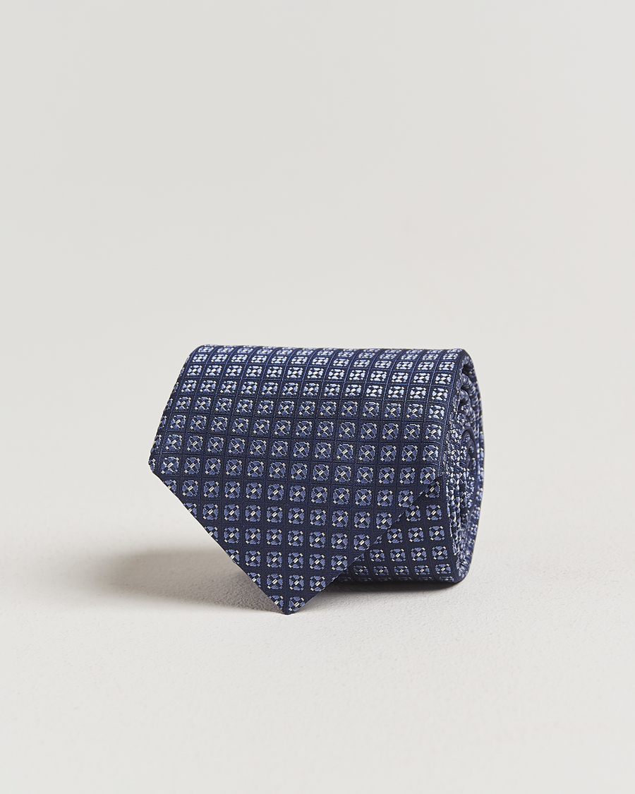 Men | Ties | Canali | Jacquard Silk Tie Navy/Blue