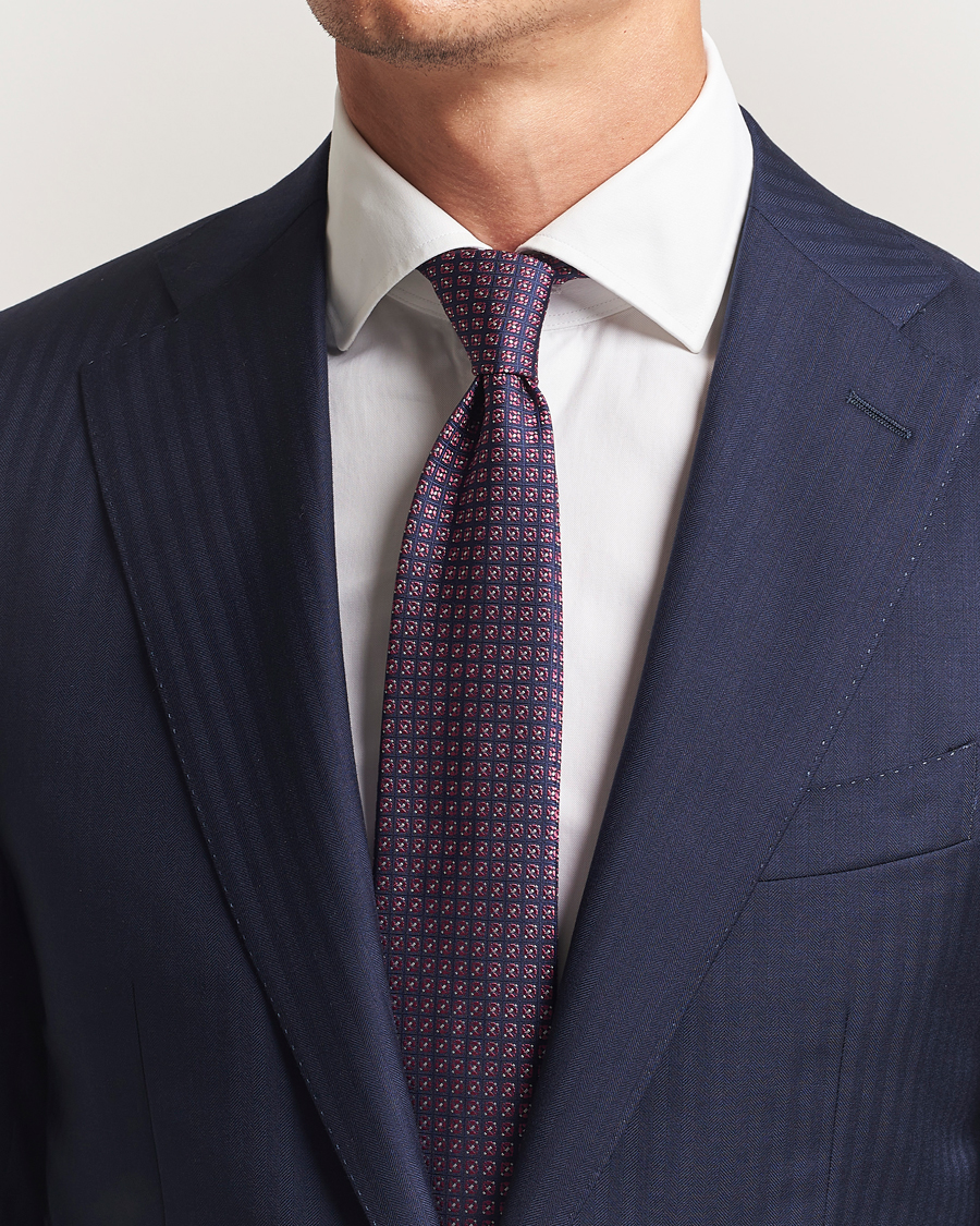 Men | Ties | Canali | Jacquard Silk Tie Navy/Pink