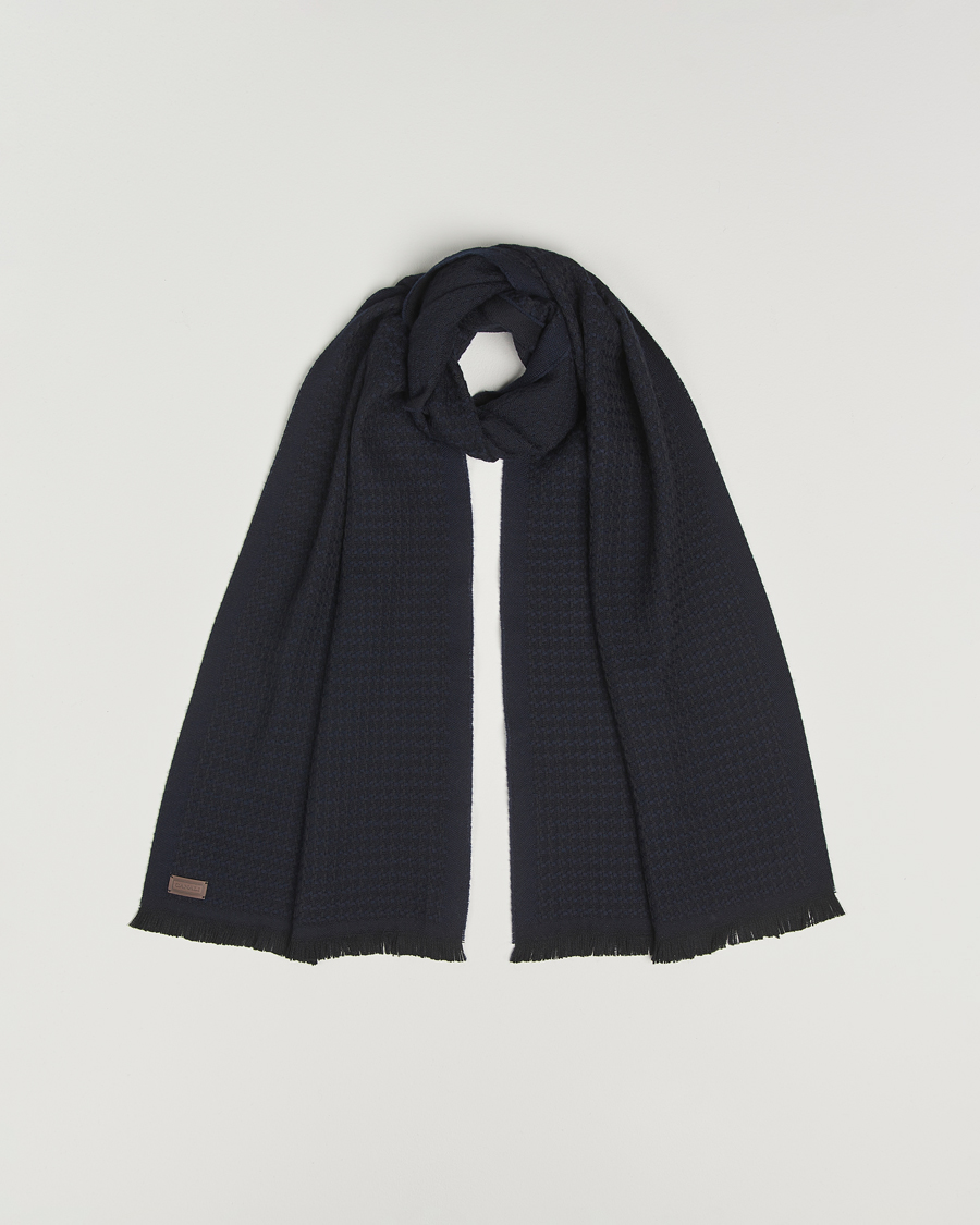 Men | Dress Scarves | Canali | Jacquard Wool Scarf Navy