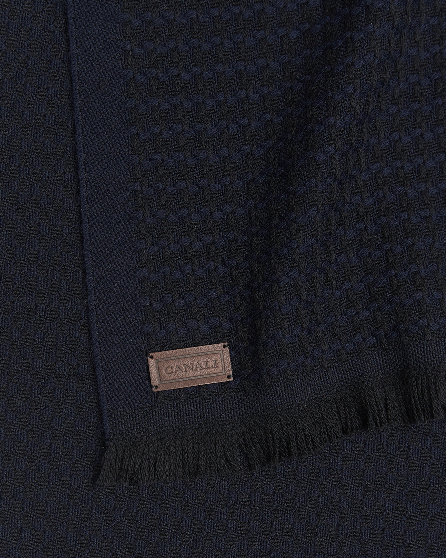 Men | Dress Scarves | Canali | Jacquard Wool Scarf Navy