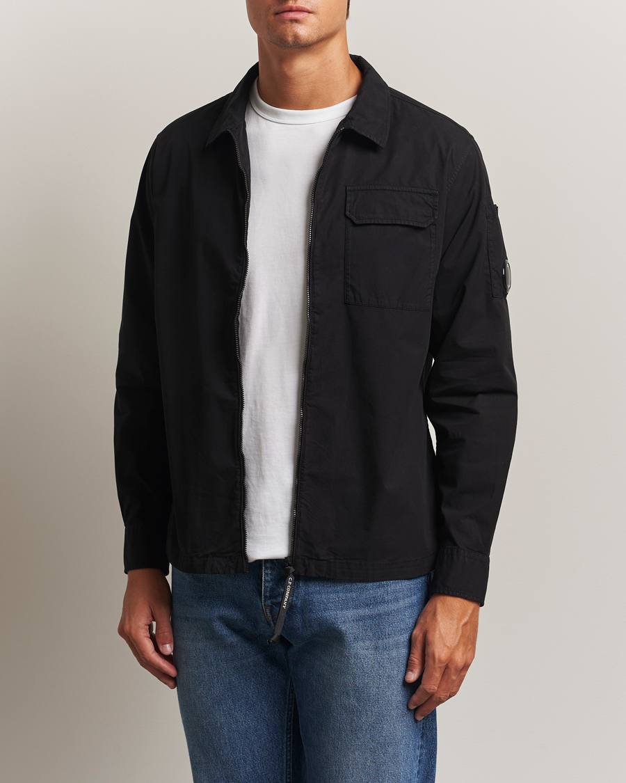 Men | Shirts | C.P. Company | Organic Cotton Gabardine Zip Overshirt Black