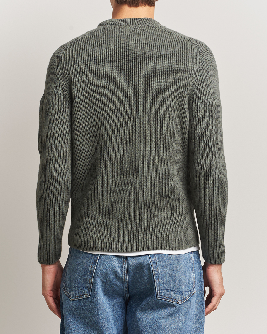 Men | Sweaters & Knitwear | C.P. Company | Full Rib Knitted Cotton Crew Neck Grey