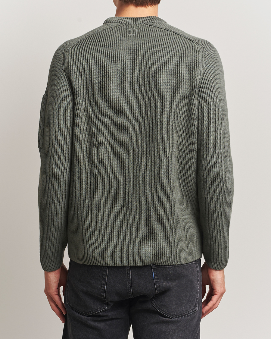 Men | Sweaters & Knitwear | C.P. Company | Full Rib Knitted Cotton Crew Neck Grey