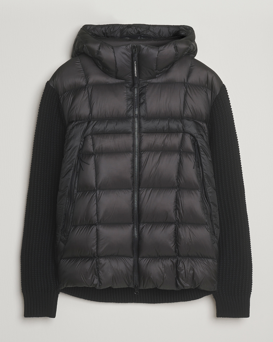 Men | Coats & Jackets | C.P. Company | Merino Wool Padded Hybrid Hood Jacket Black