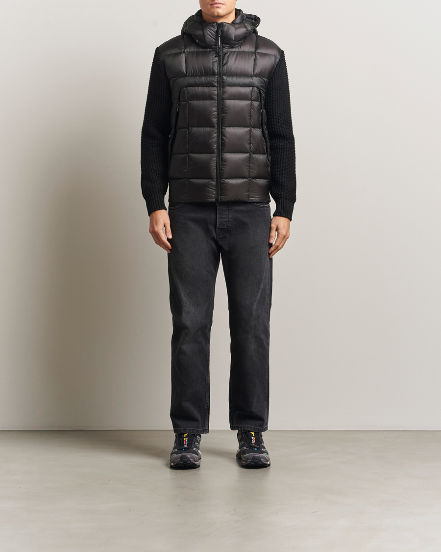 Men | Coats & Jackets | C.P. Company | Merino Wool Padded Hybrid Hood Jacket Black