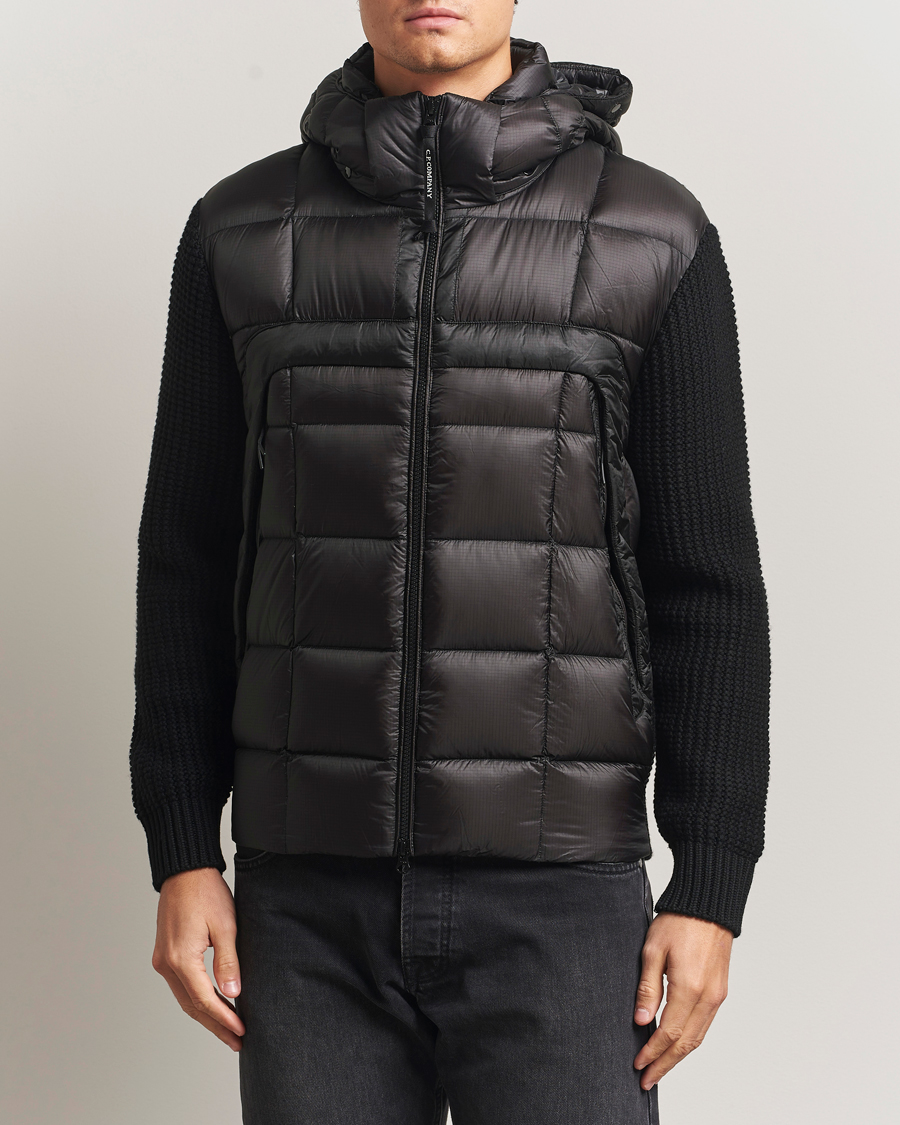 Men | Coats & Jackets | C.P. Company | Merino Wool Padded Hybrid Hood Jacket Black