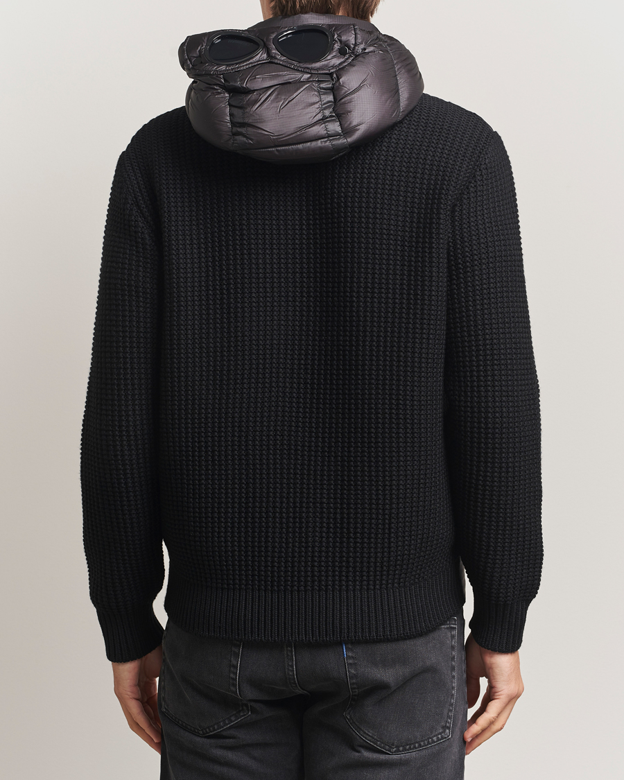 Men | Coats & Jackets | C.P. Company | Merino Wool Padded Hybrid Hood Jacket Black