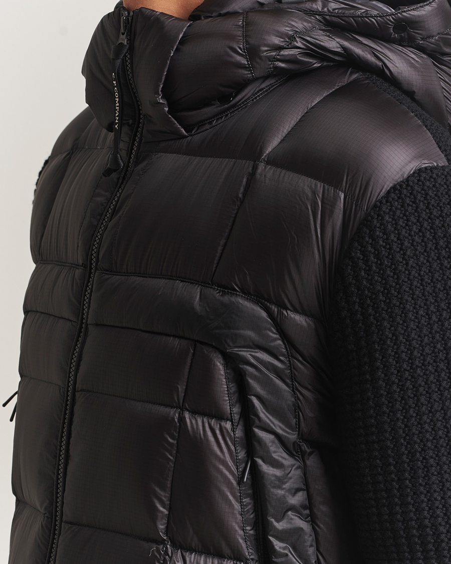 Men | Coats & Jackets | C.P. Company | Merino Wool Padded Hybrid Hood Jacket Black
