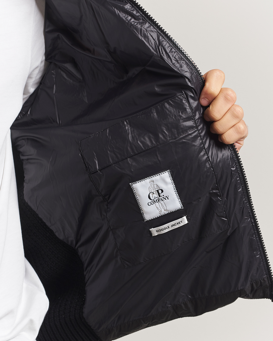Men | Coats & Jackets | C.P. Company | Merino Wool Padded Hybrid Hood Jacket Black