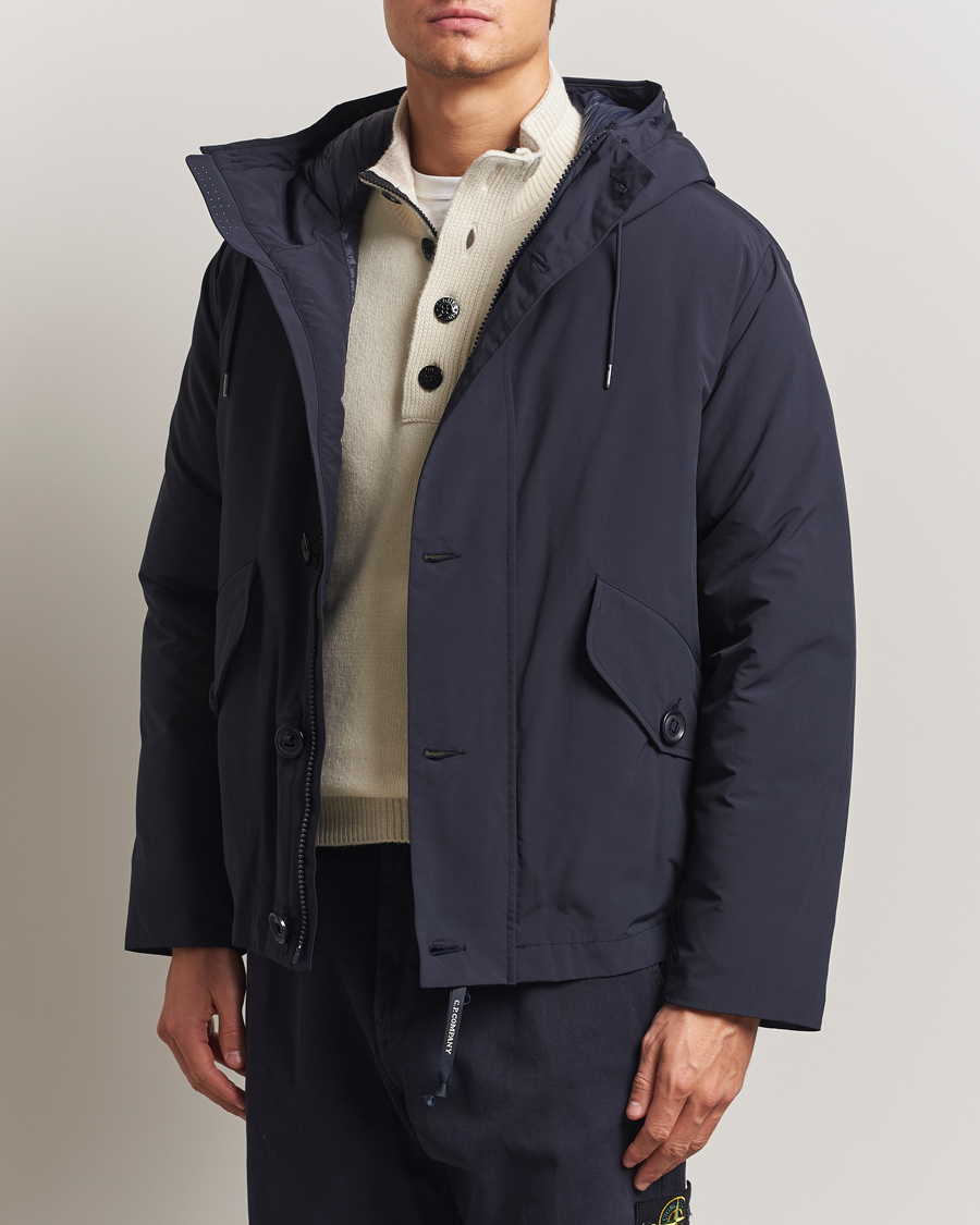 Men | Coats & Jackets | C.P. Company | Micro M Recycled Padded Hood Jacket Navy