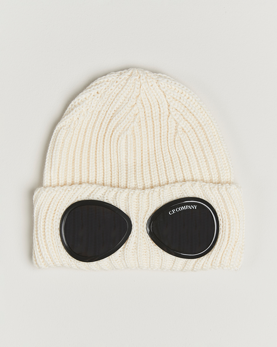 Men | Beanies | C.P. Company | Knitted Merino Goggle Beanie White