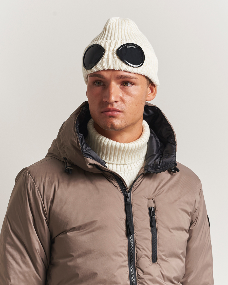 Men | Beanies | C.P. Company | Knitted Merino Goggle Beanie White