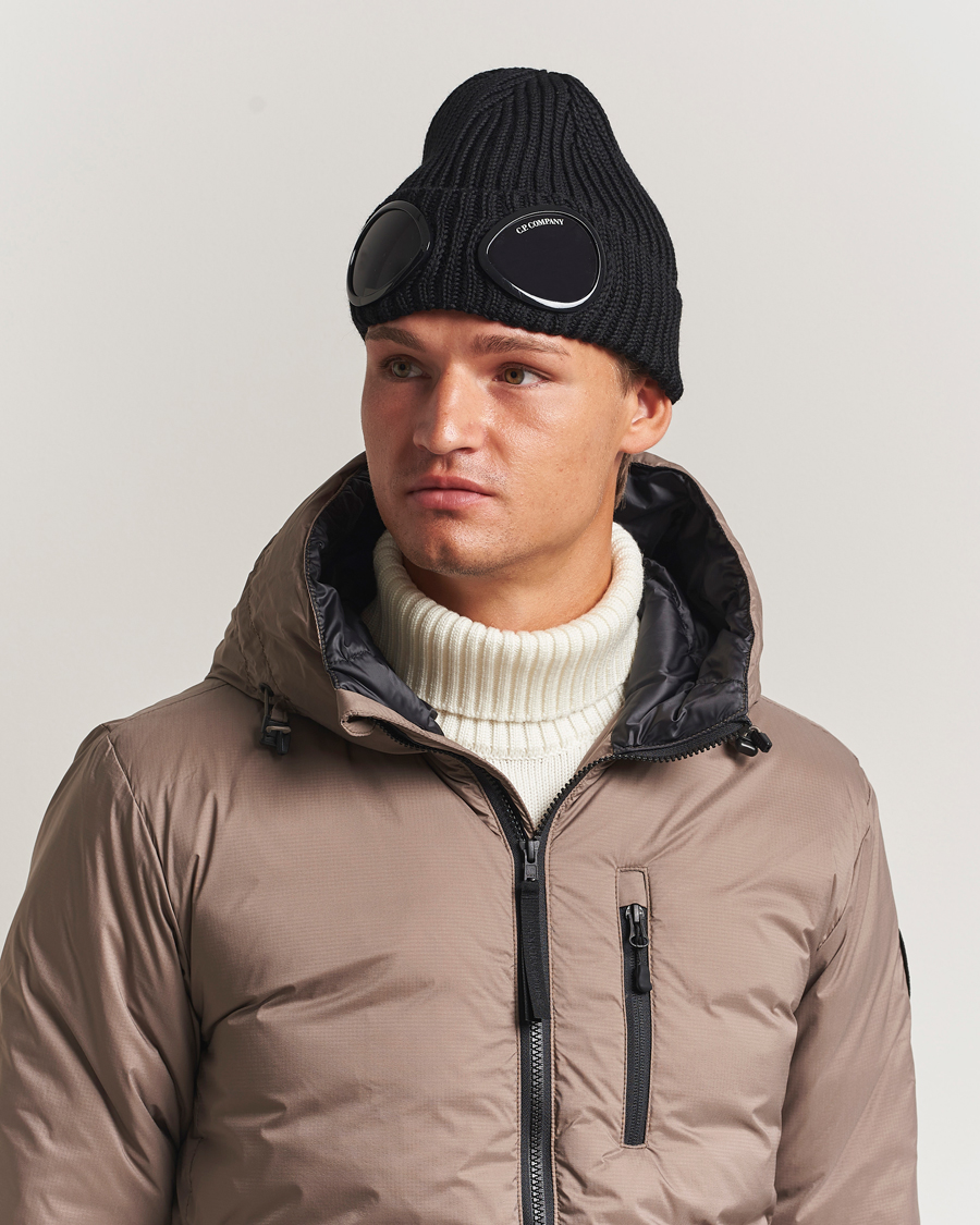 Men | Beanies | C.P. Company | Knitted Merino Goggle Beanie Black