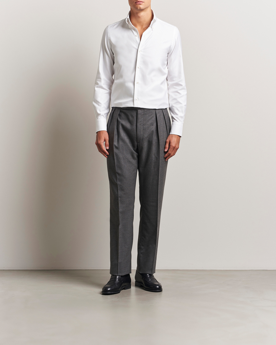 Men | Shirts | Finamore Napoli | Milano Slim Oxford Button Down Shirt White