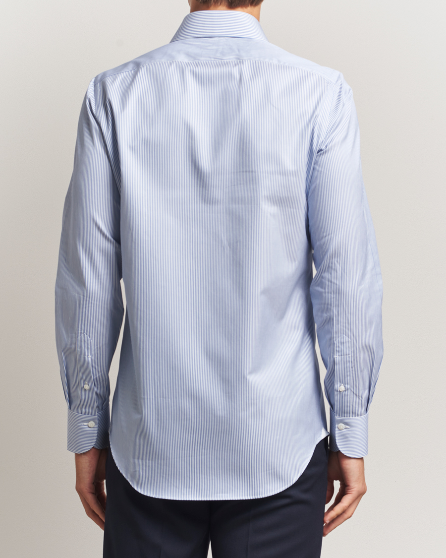 Men | Shirts | Finamore Napoli | Milano Slim Cotton Twill Shirt Blue Stripe