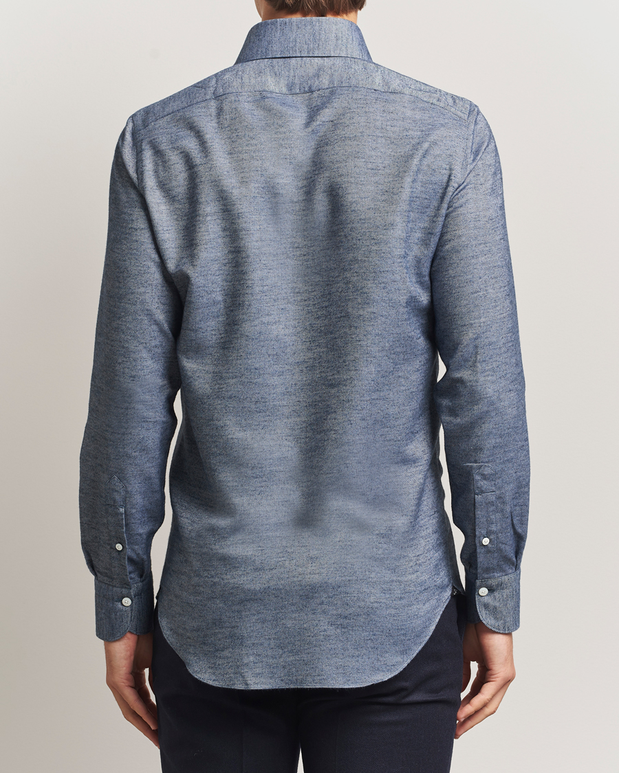 Men | Shirts | Finamore Napoli | Milano Slim Cashmere BD Shirt Dark Blue