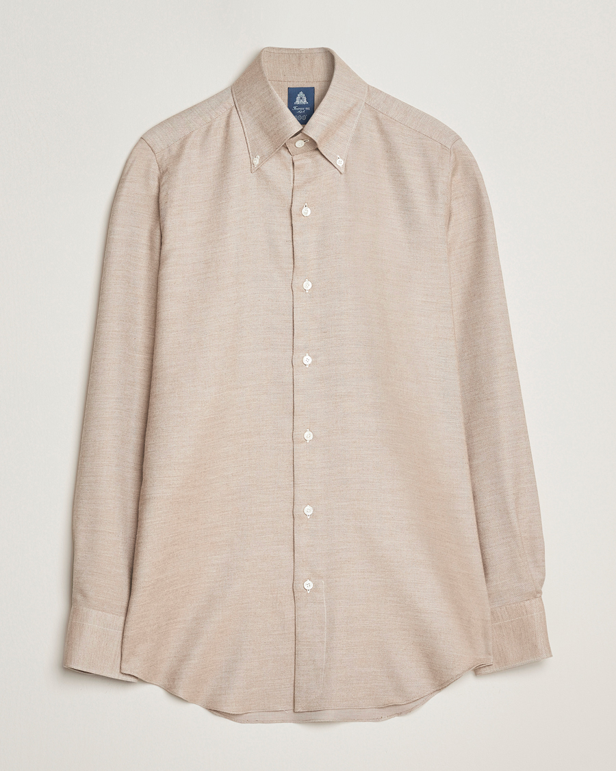 Men | Shirts | Finamore Napoli | Milano Slim Cashmere BD Shirt Beige