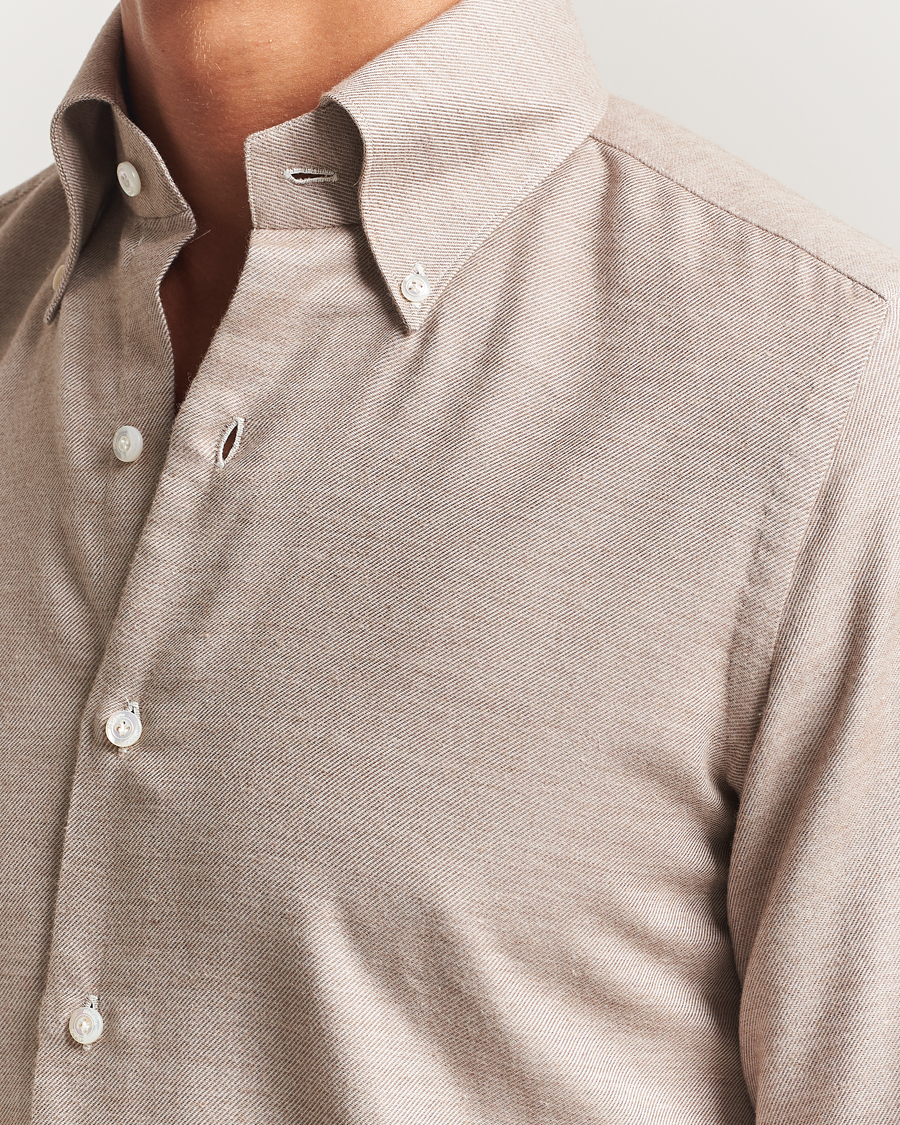 Men | Shirts | Finamore Napoli | Milano Slim Cashmere BD Shirt Beige