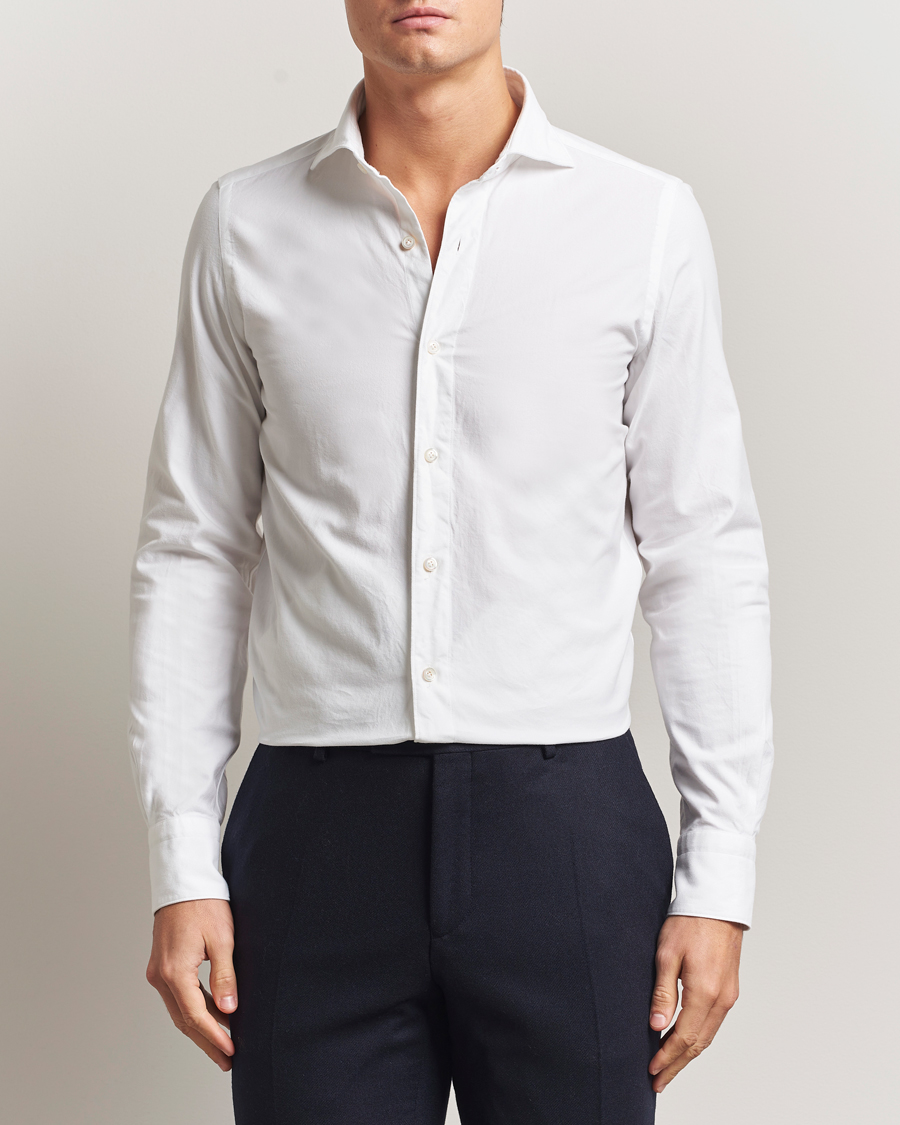 Men | Shirts | Finamore Napoli | Gaeta Flannel Sport Shirt White