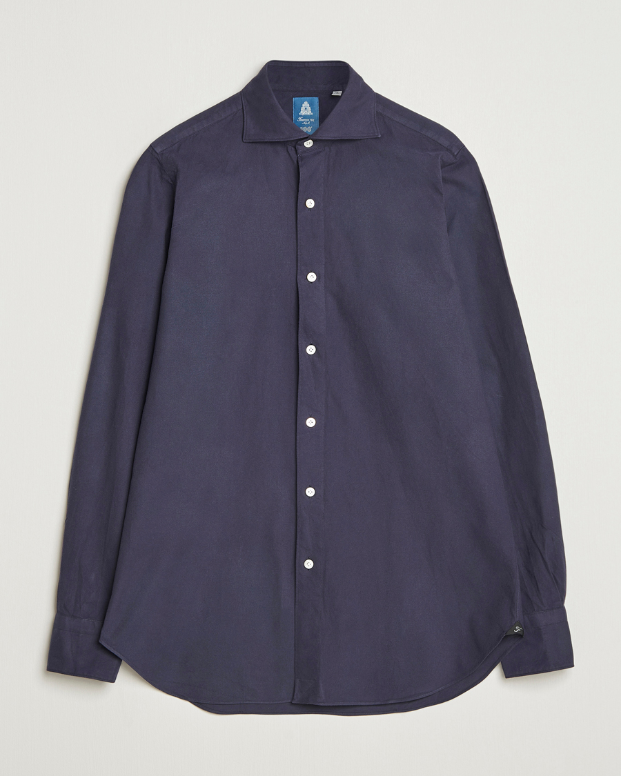Men | Shirts | Finamore Napoli | Gaeta Flannel Sport Shirt Navy