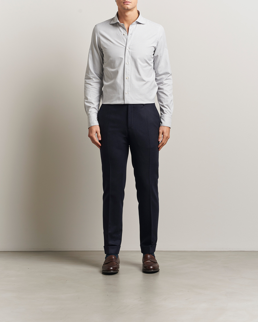 Men | Shirts | Finamore Napoli | Gaeta Flannel Sport Shirt Light Grey