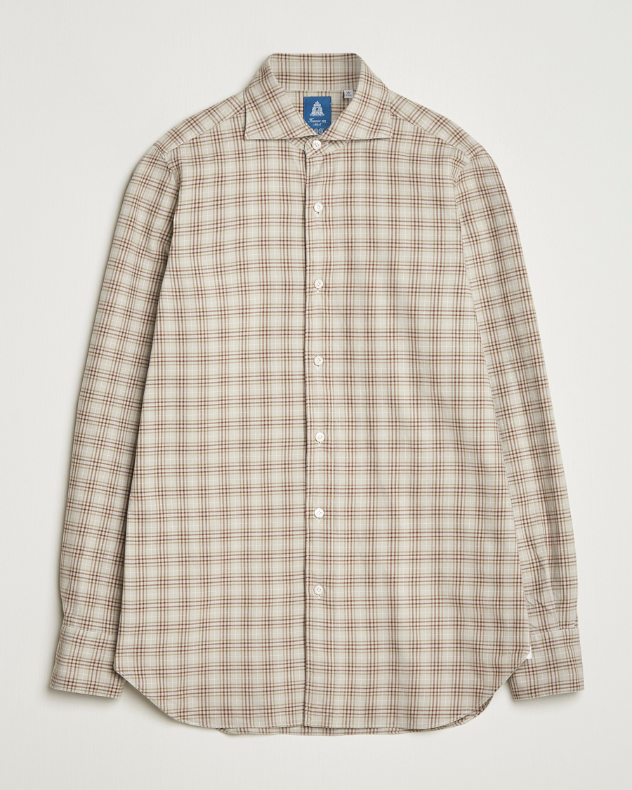 Men | Shirts | Finamore Napoli | Gaeta Flannel Sport Shirt Beige Check