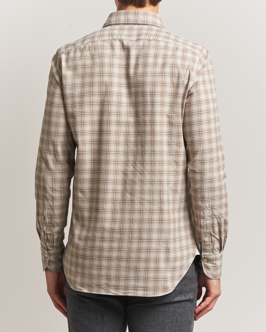 Men | Shirts | Finamore Napoli | Gaeta Flannel Sport Shirt Beige Check